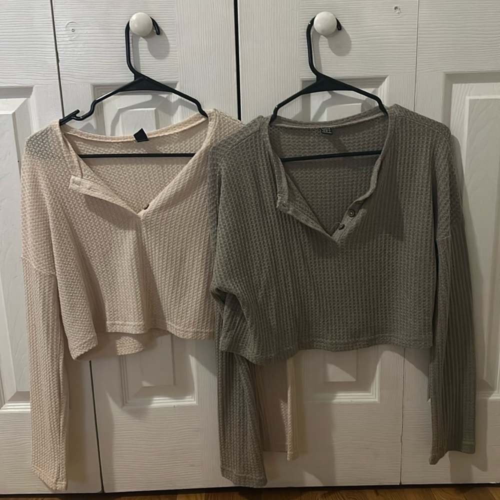 Shein cropped waffle shirts